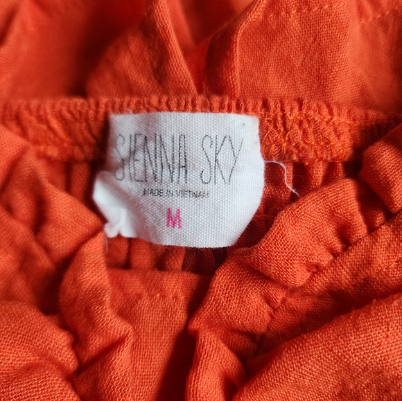 Orange Ruffle Smocked Crop Tank Top Size M - Picture 3 of 4
